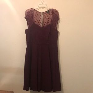 Burgundy keyhole back dress